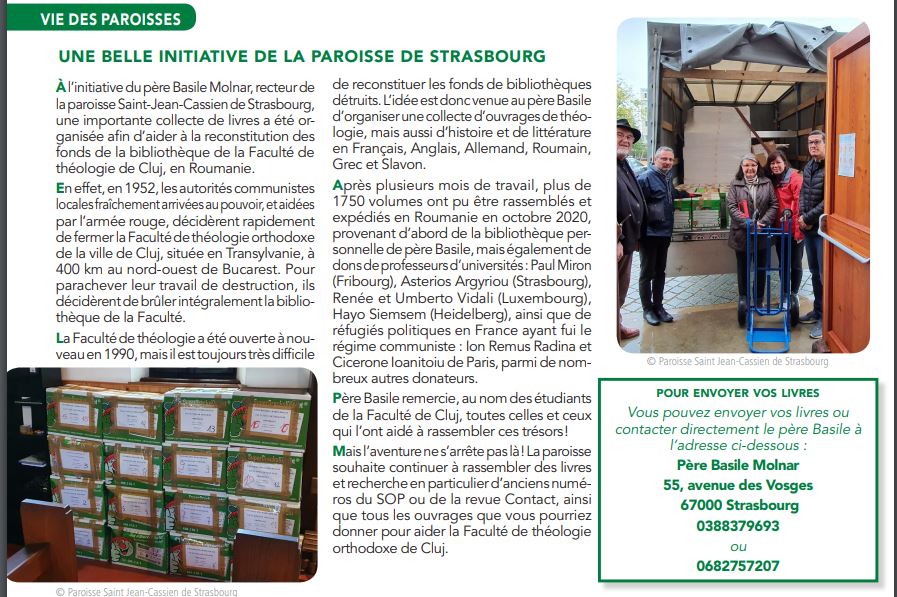 Article sur l'action d'envoi de livres en Roumanie article sur l'action menée par notre paroisse